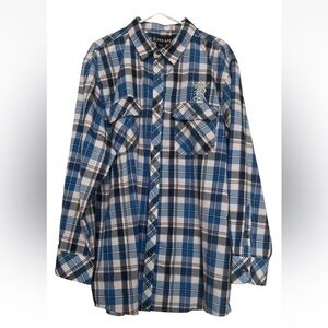 Red Ape Men’s Blue Plaid Long Sleeve Button Down Shirt Size 4XL